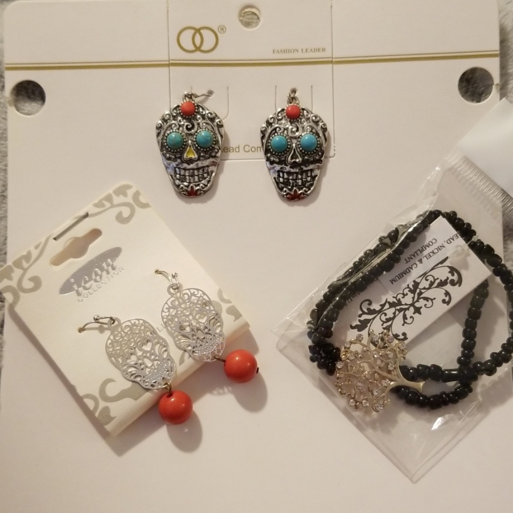 NWOT sugar skull & tree of life jewelry lot